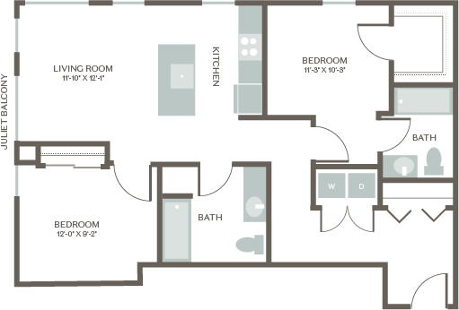 Two Bed Two Bath 3 B207 floor plan